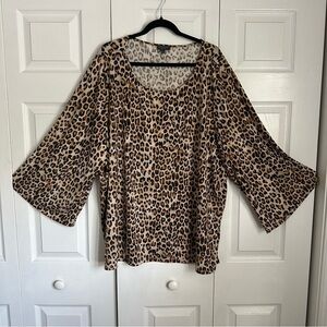 The Limited Shirt Womens Animal Print Flowy Tunic Top Long Sleeve Stretch Office